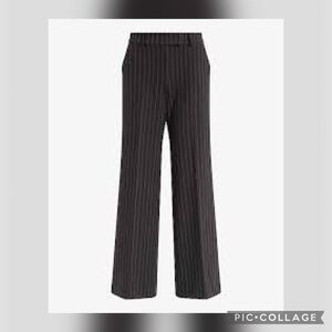 Express Black Pinstripe Wide-Leg Trousers  PM7